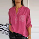 SparkleAura - Afslappet Patchwork Top Med Pailletter