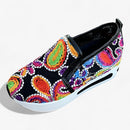 Amanda – Slip on sneakers med kileformet sål og blomsterbroderidetaljer