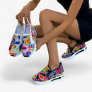 Amanda – Slip on sneakers med kileformet sål og blomsterbroderidetaljer