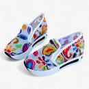 Amanda – Slip on sneakers med kileformet sål og blomsterbroderidetaljer