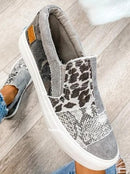Olivia - Slip on sneakers med leopardprint og farveblokdesign