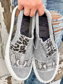 Olivia - Slip on sneakers med leopardprint og farveblokdesign