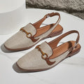 Delora – Flade slingback sandaler med dekorativt spænde og poleret remdesign