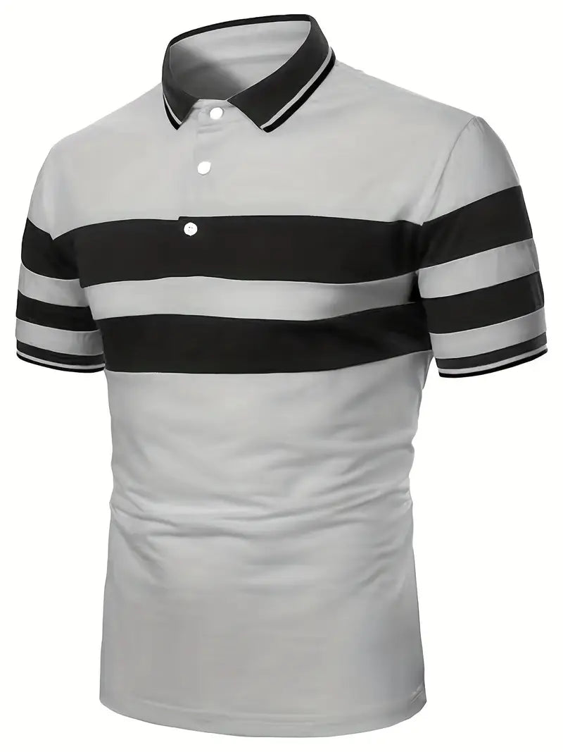 Dani - Stribet poloshirt med flapkrave og korte ærmer