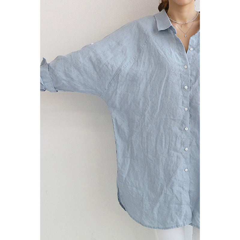 Zariah – Elegant oversized skjorte med lange ærmer og knapper foran