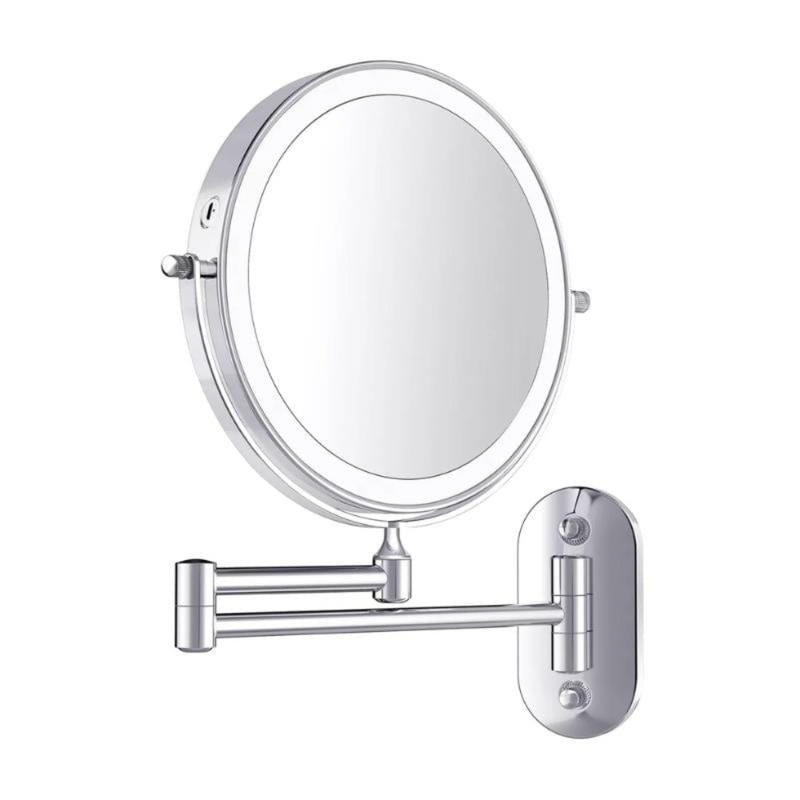 LumaGlow – Elegant rundt spejl med indbygget LED-lys og justerbar synsvinkel