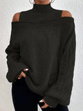 Tessa - Off-Shoulder Højhalset Sweater