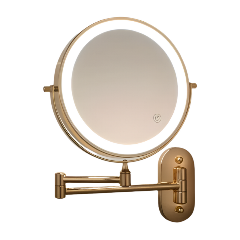 LumaGlow – Elegant rundt spejl med indbygget LED-lys og justerbar synsvinkel