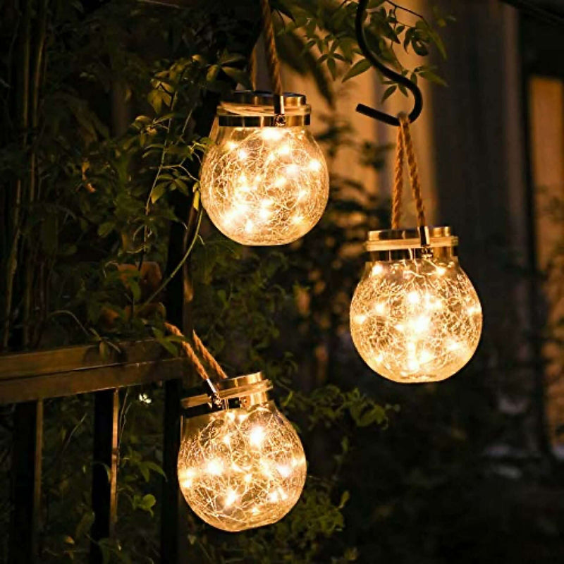 GlowCraft – Pandentlampe med knust ismønster og solcelledrevet lampe