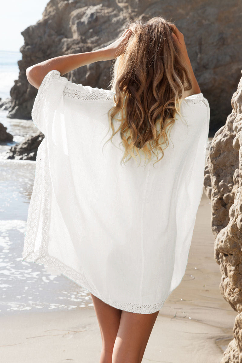Solaya – Boho Chic Coverup med V-udskæring og Flagrende Ærmer