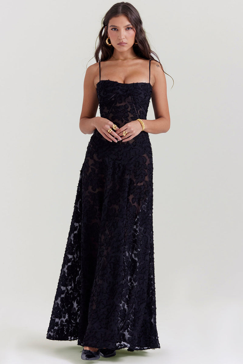 Lucas – Elegant Sort Gennemsigtig Kjole med Stropper for et Sensuelt Look