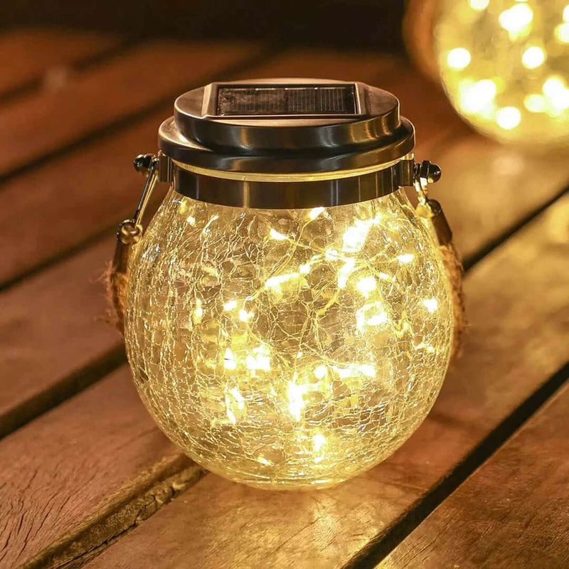 GlowCraft – Pandentlampe med knust ismønster og solcelledrevet lampe