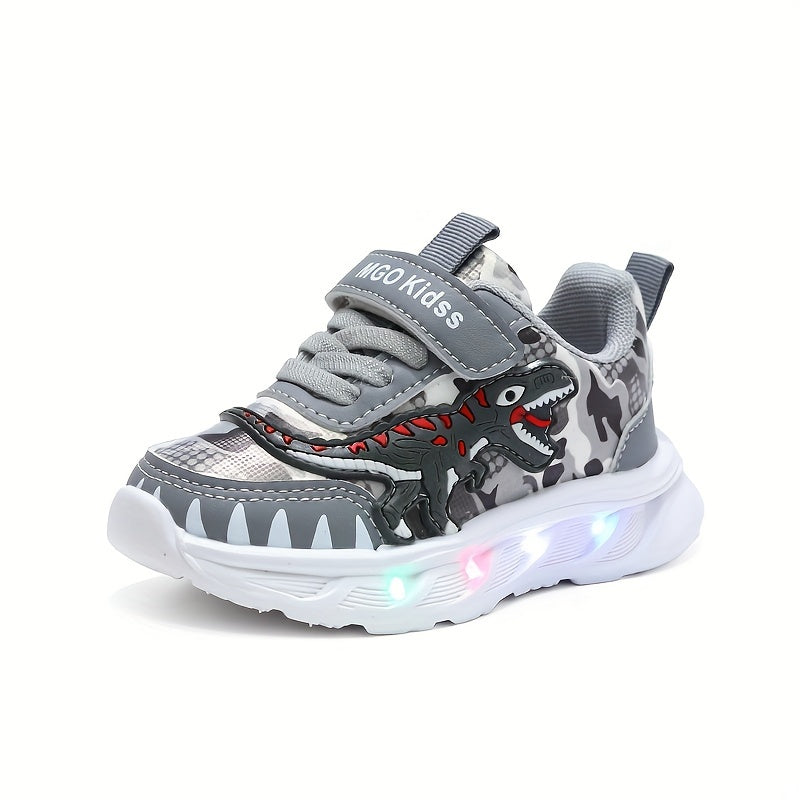 DinoSteps – Lyssko med dinosaur-design, LED-såler og nem velcrolukning