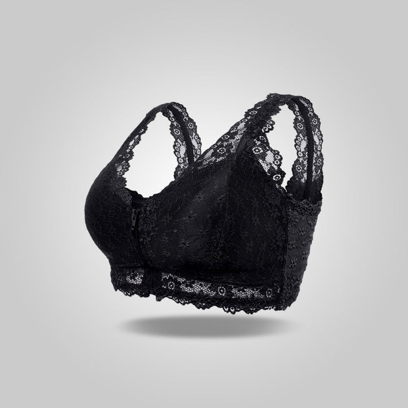 Sofia – Blomsterprintet push up bh med lukning foran og bred stroppedesign