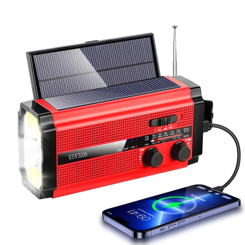 PowerGlow – Multifunktionel håndsvingradio med lommelygte og SOS alarm