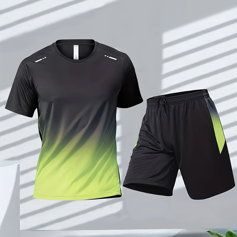 Jaxon – Sportssæt med kortærmet skjorte og shorts med elastisk talje