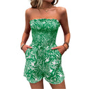 Loreen - Elastisk bandeau jumpsuit med blomstermønster og lommer