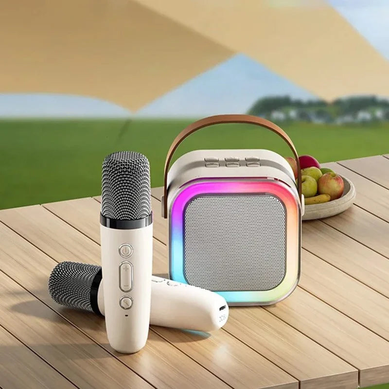 EchoWave - Bærbar mini-karaokemaskine med to trådløse mikrofoner og klar stereolyd