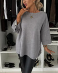Lily - Oversized trøje med rund halsudskæring og dekorative knapper