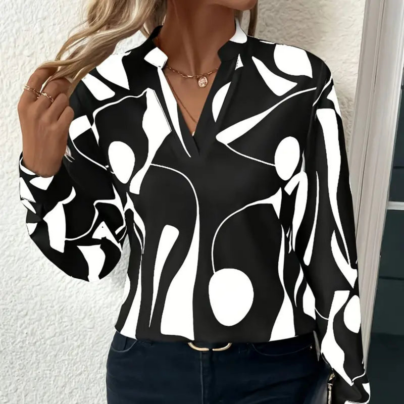 Vera – Casual langærmet bluse med abstrakt mønster