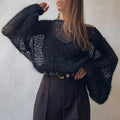 Lana – Oversized V-hals sweater med lange ærmer