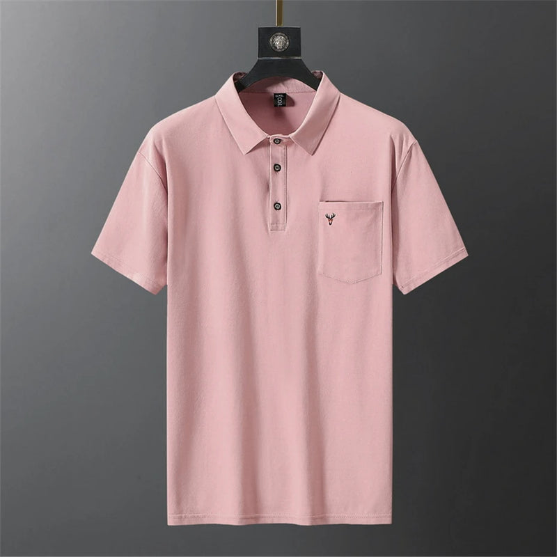 Nathan - Klassisk poloshirt med brystlomme og justerbar stolpelukning