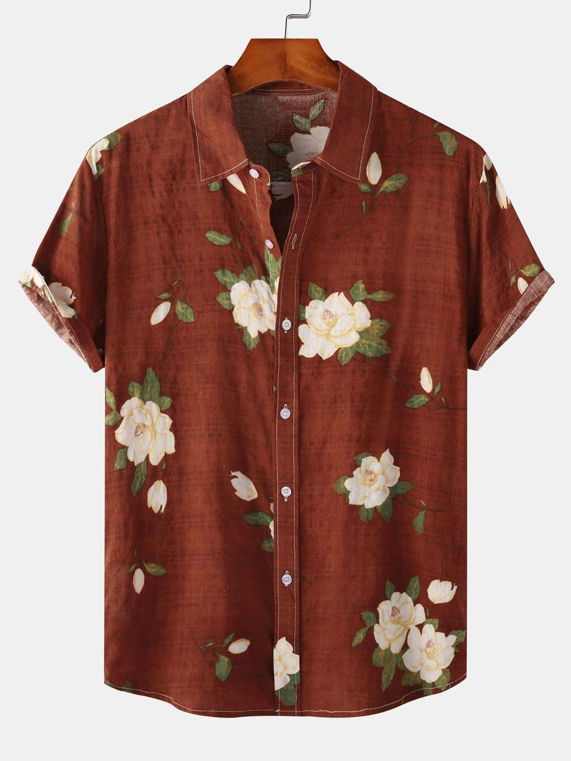 George – Moderne skjorte med korte ærmer og blomsterprint i vintage stil