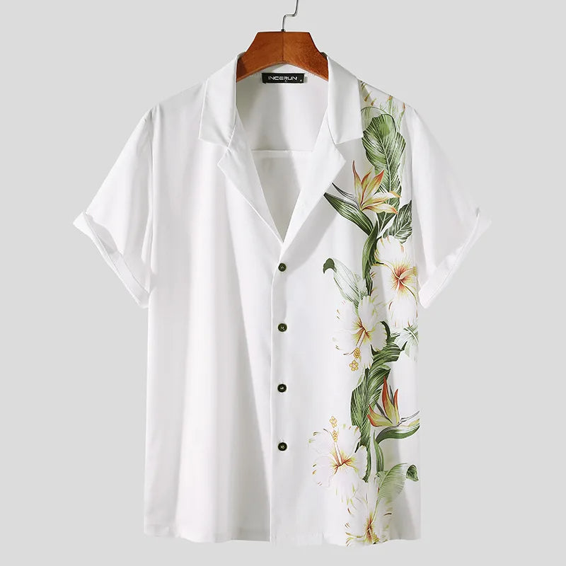 Harvey – Kortærmet skjorte med knaplukning og vintage blomsterprint