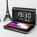 TimeDeck - LED Skrivebordsur Med Kalender Alarm Temperatur Og Trådløs Opladning
