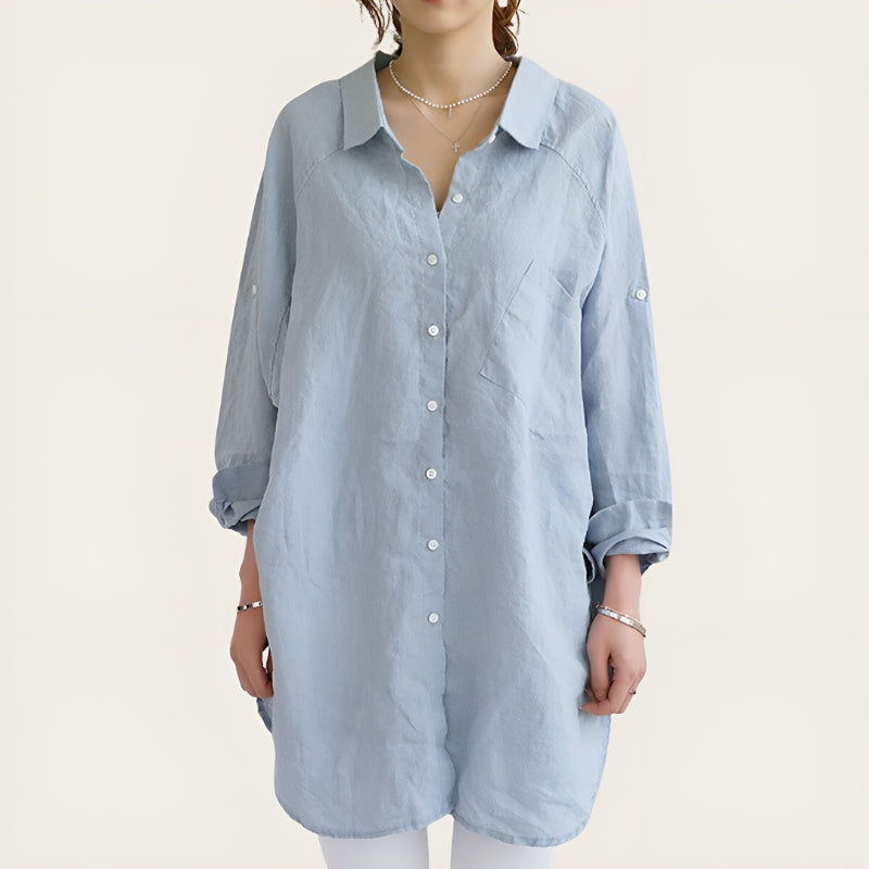Zariah – Elegant oversized skjorte med lange ærmer og knapper foran