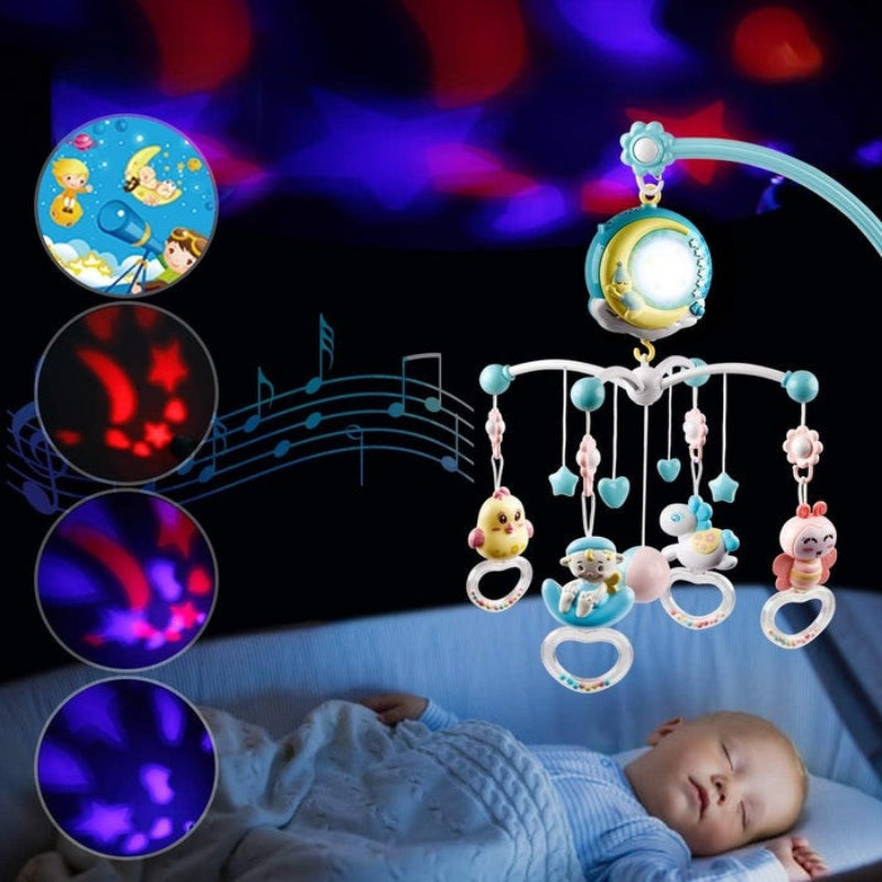 DreamBuds – Vuggemobil med hængende legetøj og fjernbetjente natlamper