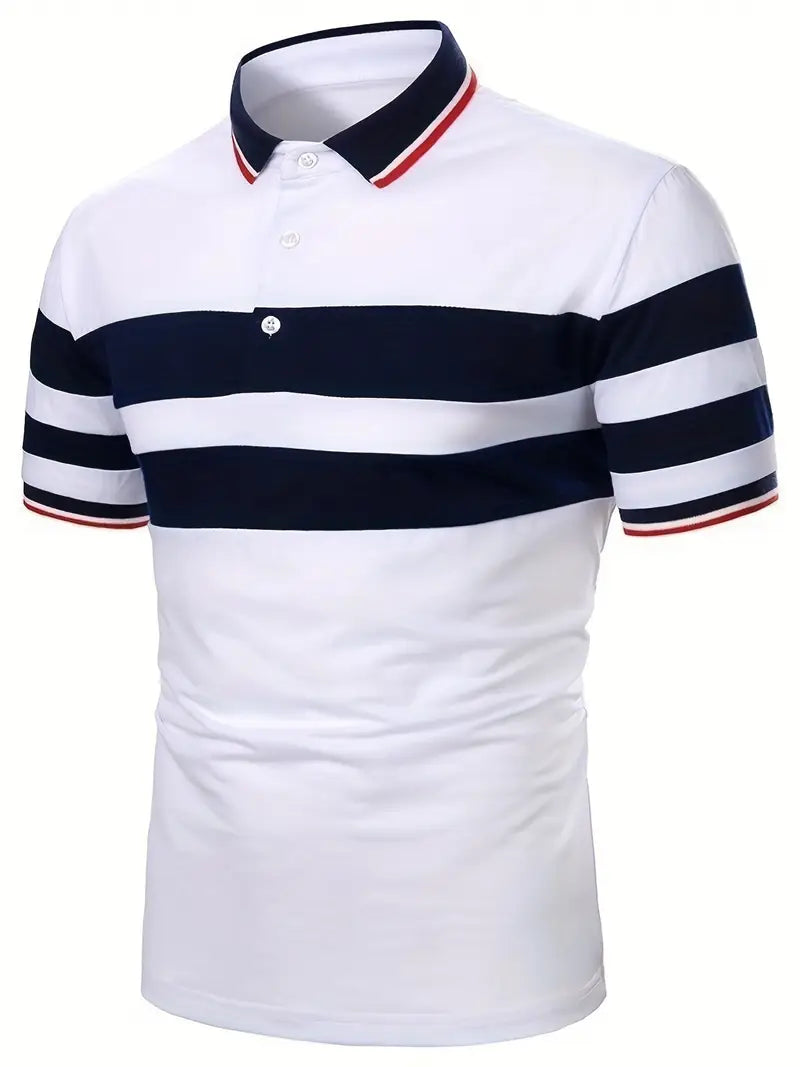 Dani - Stribet poloshirt med flapkrave og korte ærmer