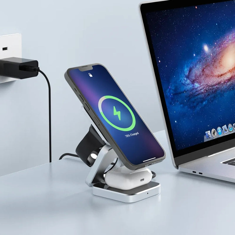 VoltEase – 3 i 1 hurtigoplader med trådløst og foldbart design