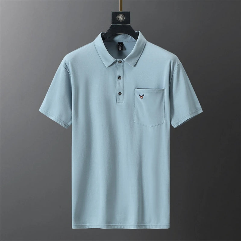 Nathan - Klassisk poloshirt med brystlomme og justerbar stolpelukning
