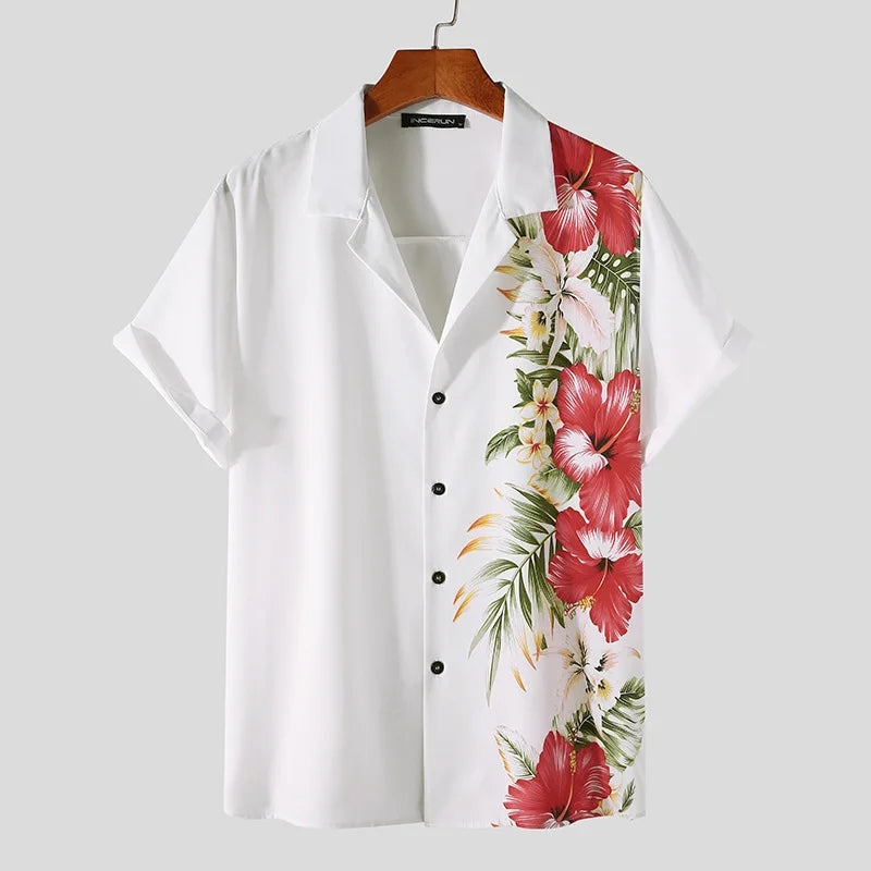 Harvey – Kortærmet skjorte med knaplukning og vintage blomsterprint