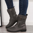 Liora – Klassiske kampstøvler med lynlås i siden og bæltedetaljer