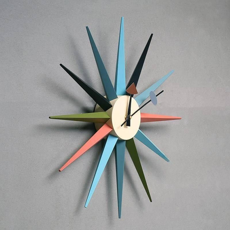 OrbitClock – Retro Mid Century Modern Starburst Vægur