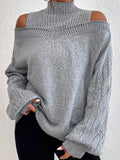 Tessa - Off-Shoulder Højhalset Sweater