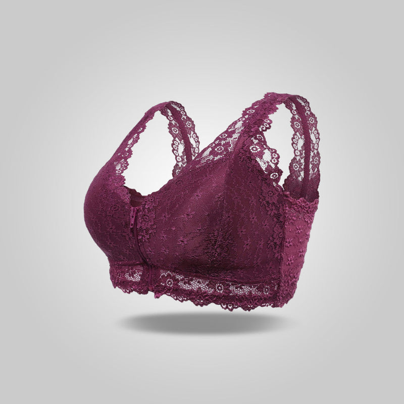 Sofia – Blomsterprintet push up bh med lukning foran og bred stroppedesign