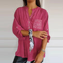 SparkleAura - Afslappet Patchwork Top Med Pailletter