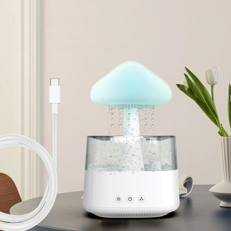 CloudMist - Regnsky luftfugter natlampe med justerbar regndråbe og timer