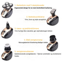 SkullGlide – Vandtæt 5 i 1 elektrisk kraniebarbermaskine med flydende blade