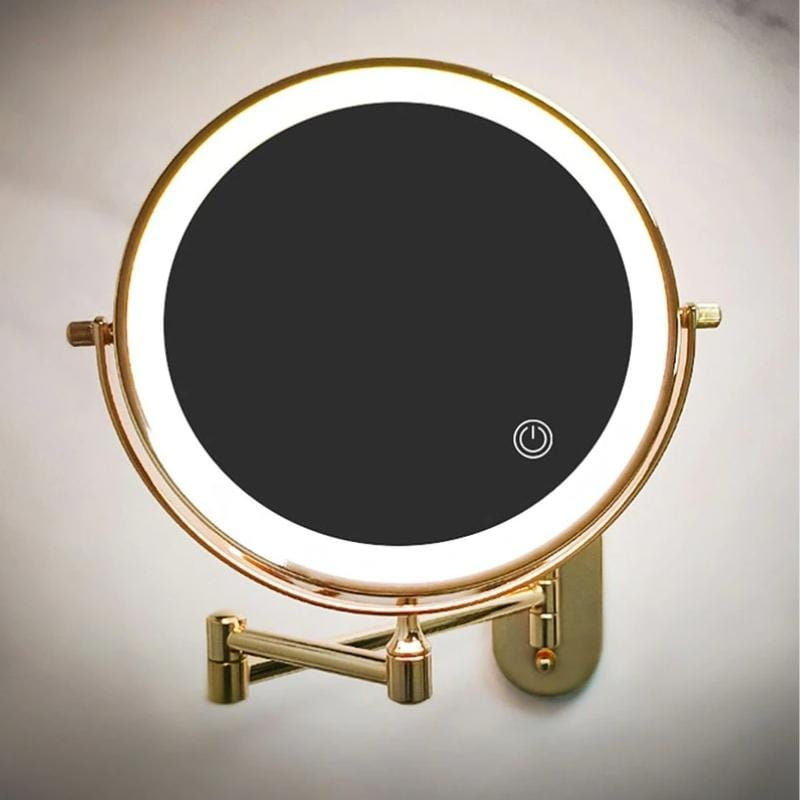 MirrorLux - Vægmonteret LED Makeup Spejl med Justerbar belysning og USB opladning
