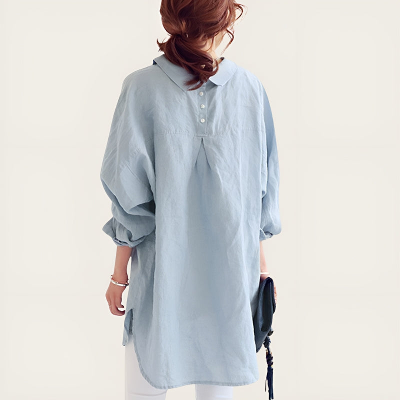 Zariah – Elegant oversized skjorte med lange ærmer og knapper foran