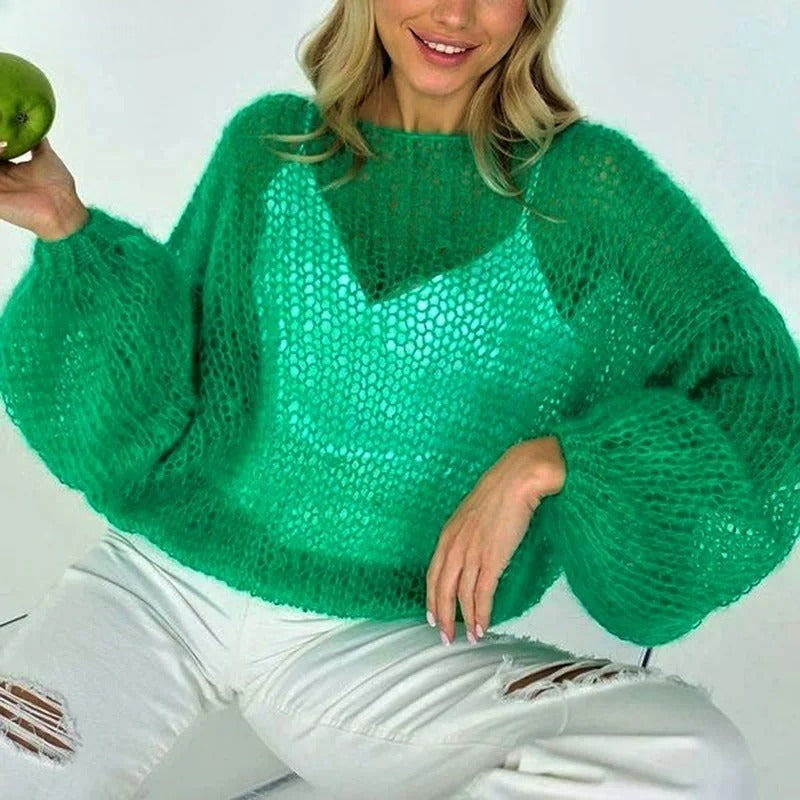 Lana – Oversized V-hals sweater med lange ærmer