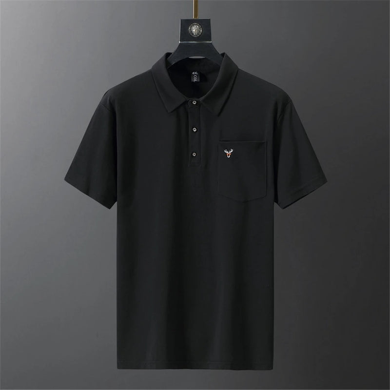 Nathan - Klassisk poloshirt med brystlomme og justerbar stolpelukning