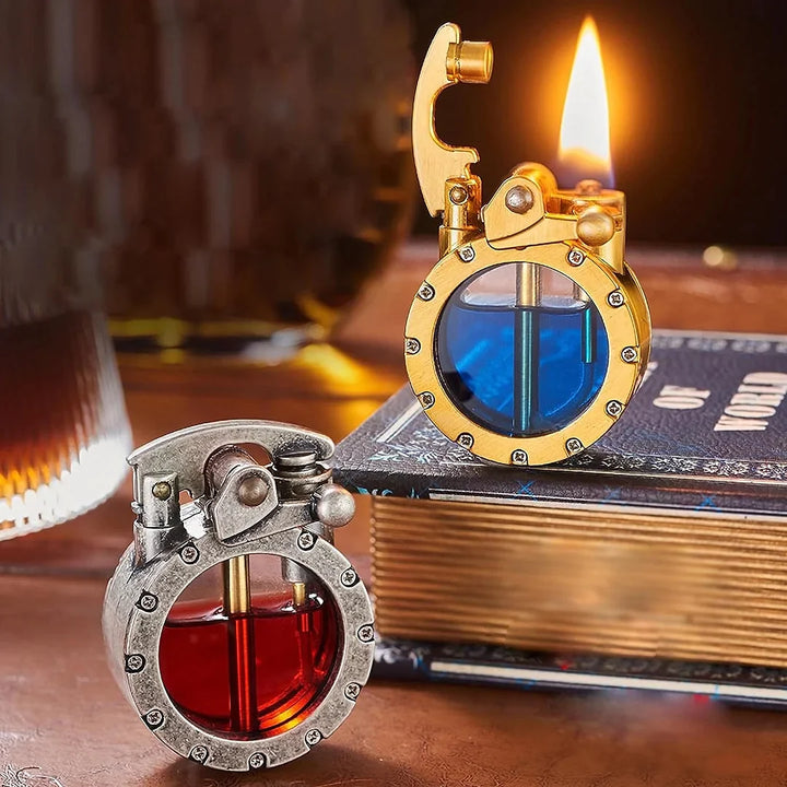 ClearIgnite – Transparent flintlighter med trykknap og synlig tankdesign