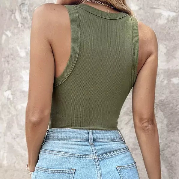Amanda - Off shoulder tanktop med indbygget bh og rund halsudskæring
