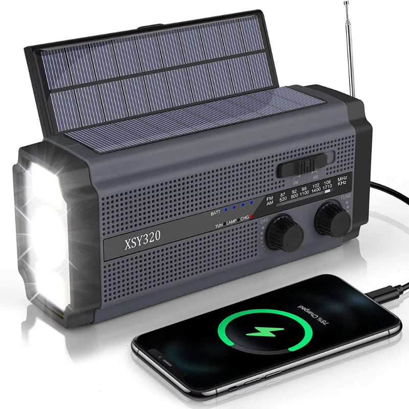 PowerGlow – Multifunktionel håndsvingradio med lommelygte og SOS alarm