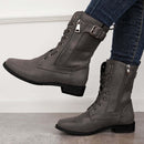 Liora – Klassiske kampstøvler med lynlås i siden og bæltedetaljer